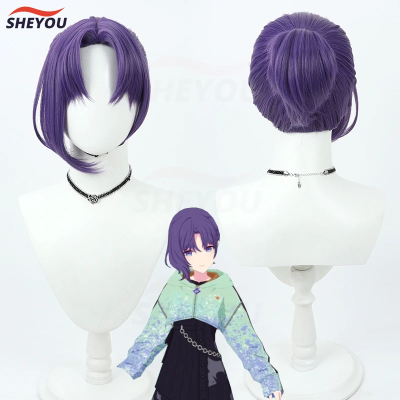 

New! Asahina Mafuyu Cosplay Wig Anime Project SEKAI COLORFUL STAGE! Purple Heat Resistant Synthetic Hair Wigs + Wig Cap