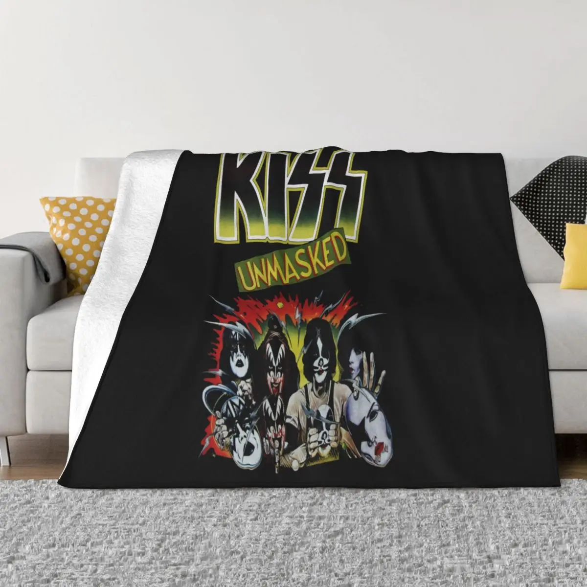 New Kiss Uned Band Reprint Black Men All Sizes S 4Xl Db354 Headband Scar Throw Blanket