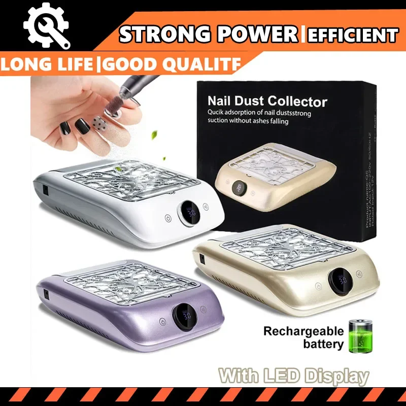 

Перезаряжаемый мощный пылесборник для ногтей, беспроводной пылесборник для ногтей со светодиодным дисплеем, регулируемая скорость, маникюрные инструменты