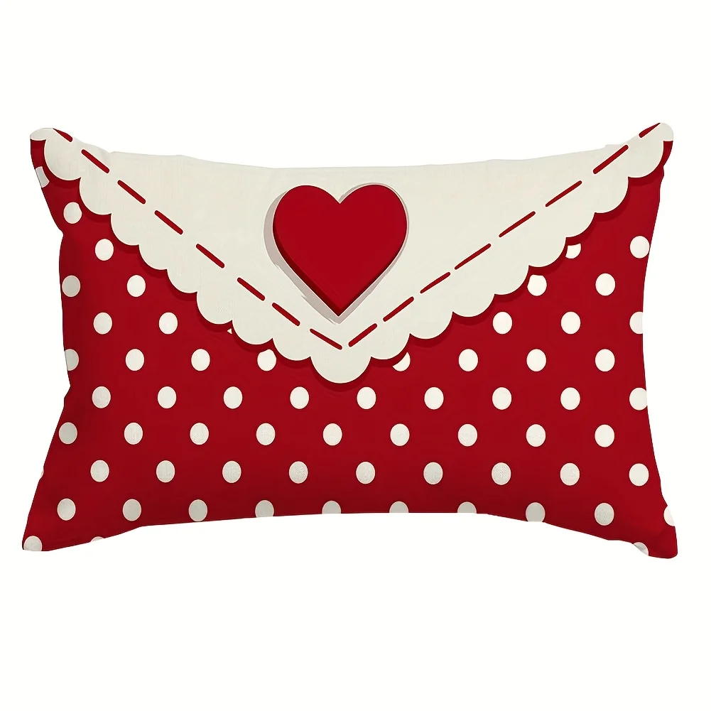 1pc Love Letter Envelope Heart Polka Dot Printed Pillow Cover,Suitable for Sofa,Bedroom,Living Room,Office,Sweet Gift for Lovers
