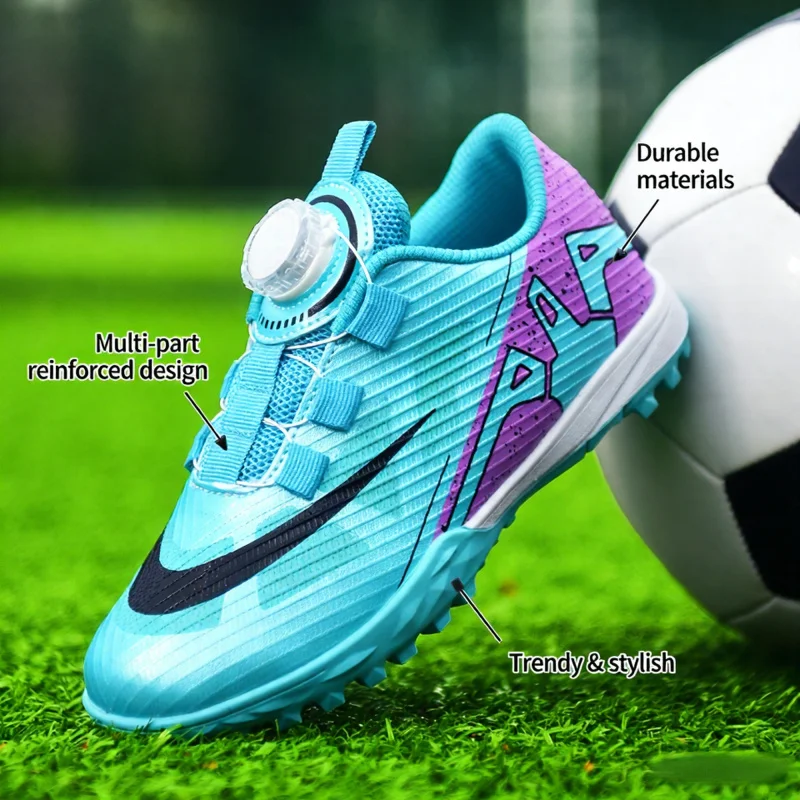 

Soccer Shoes Kids Girls Football Boot Original for Boys Red Children Footwear Youth Baseball Cleats Futsal Training Turf Velcro