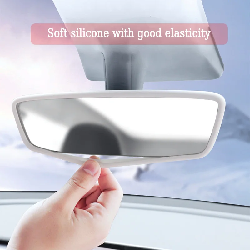 

Silicone Rearview Mirror Protector for Tesla Model 3Y – Anti-Scratch Frame Cover Interior Accessories Soft Rubber Trim