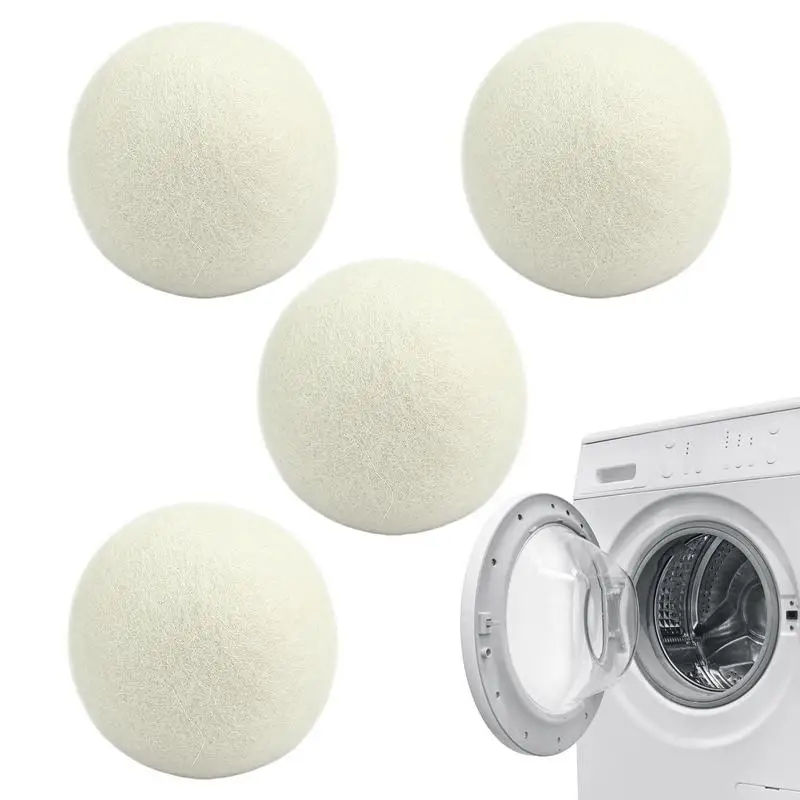 4pcs Premium Wool Dryer Balls Reusable Natural Fabric Softener Wool Balls Replaces Dryer Sheets Laundry Wool Balls for Dryer