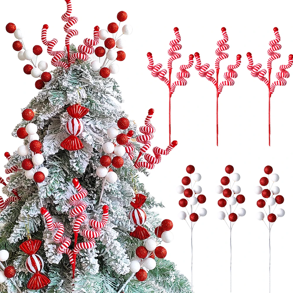 1/2pcs Red White Spiral Striped Bells Candy Cane Roll DIY Christmas Tree Cuttings Garland Ornaments Home Christmas Decorati 2024