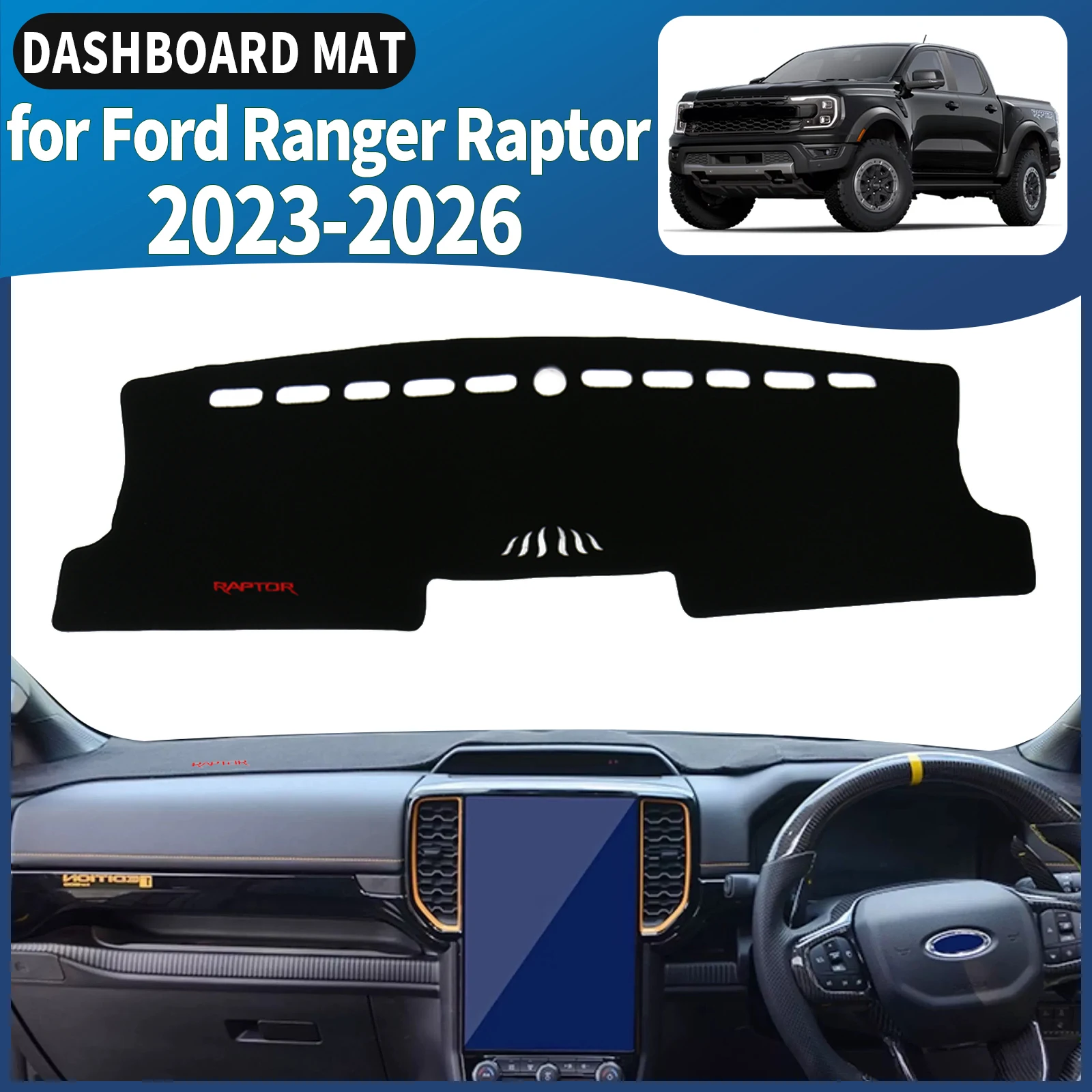 

fit for Ford Ranger Raptor 2023 2024 2025 2026 Car Dashmat Dashboard Cover Pad DashMat Sunshade Accessories Protective Carpet