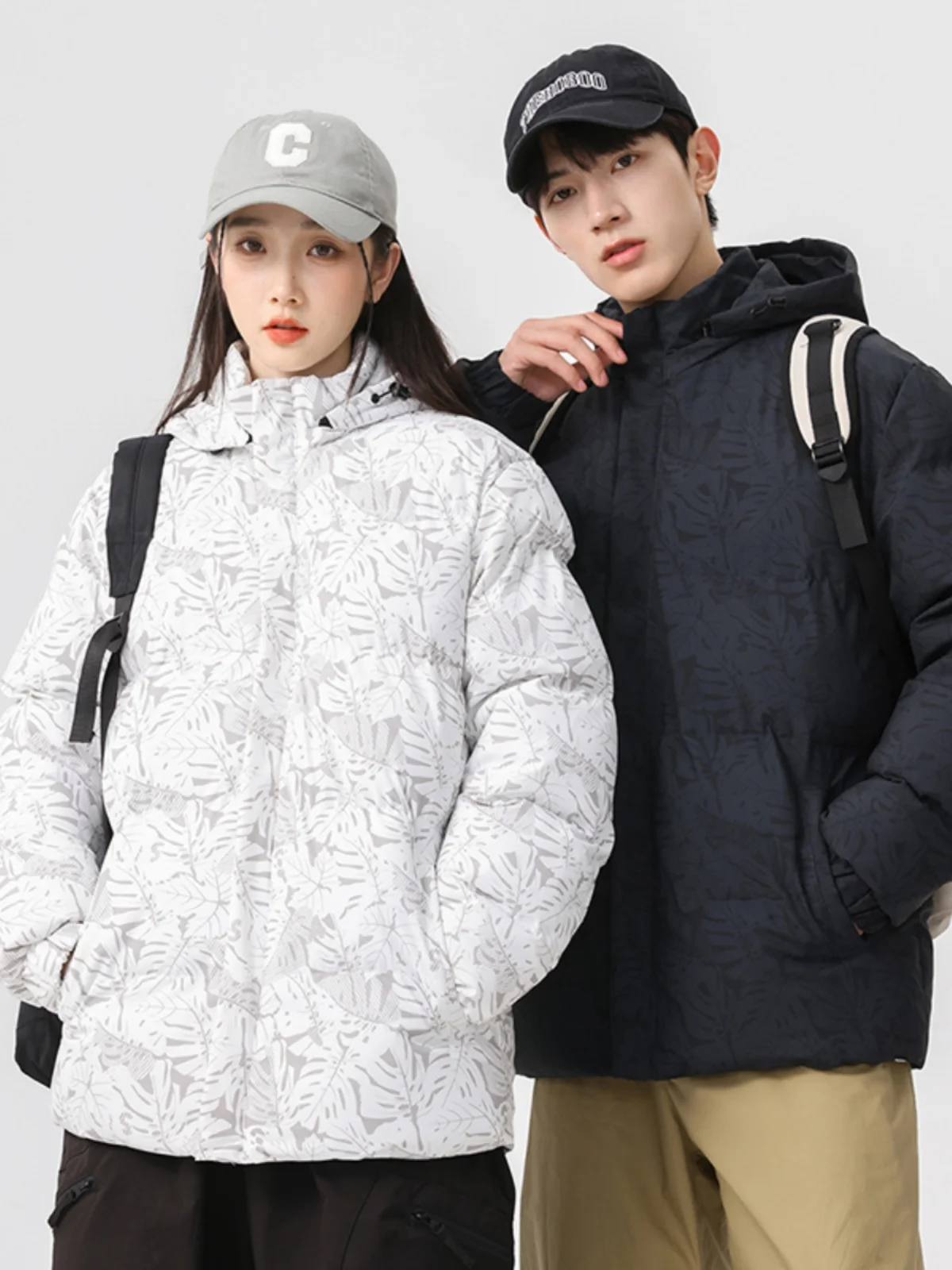 

Winter Thiened Cotton Jaet Men's Hooded Loose Faionable Casual Urban Sle Polyester Fiber Fill Youth ular Outerwear