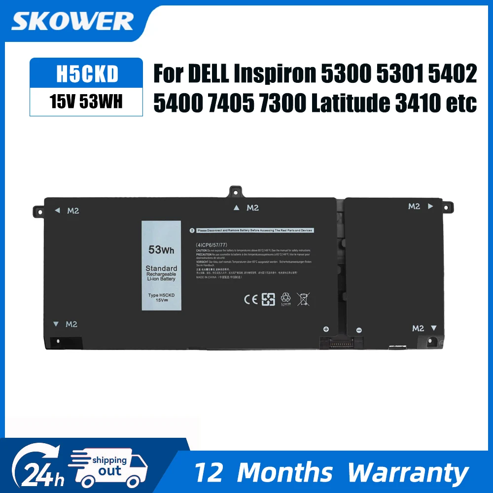 بطارية SKOWER JK6Y6 H5CKD لأجهزة Dell Inspiron 5408 5409 5501 5502 5508 5509 Vostro 5300 5301 5401 5402 Latitude 3410 3510 P129G
