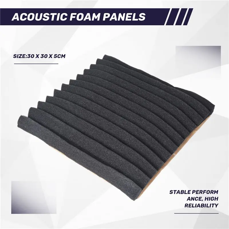 M12K-12 Pieces Acoustic Foam Panel Self-Adhesive,Acoustic Foam Panel,Sound Insulation Pad,Reduce Noise,For Studio Home Office