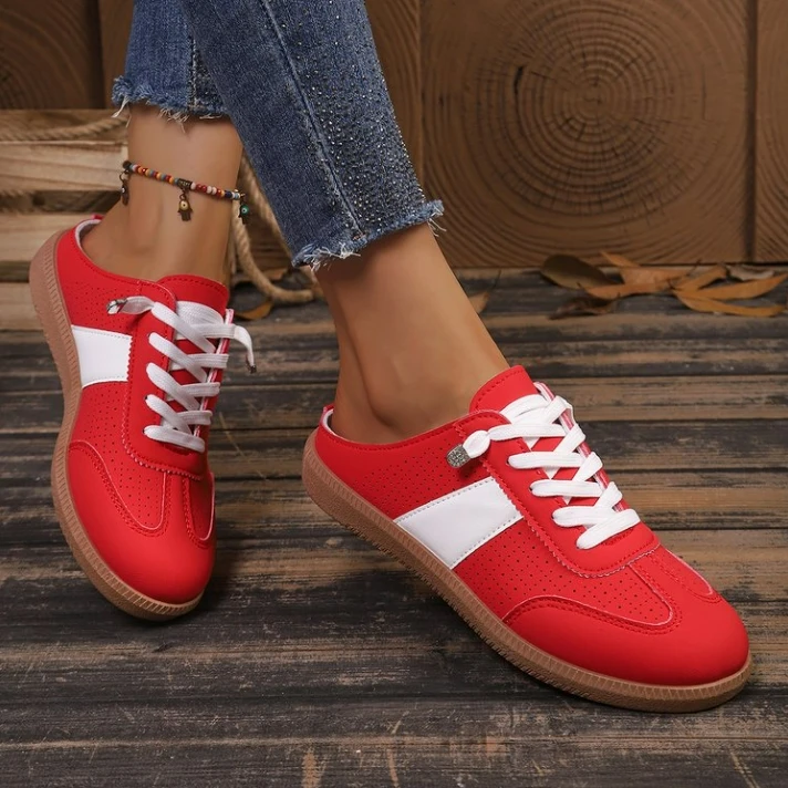 Modische neue Damen-Slipper im eleganten Schnürstil, atmungsaktive Mesh-Halbschuhe, rutschfest und bequem für Damen-Sportaktivitäten. – Detail 4