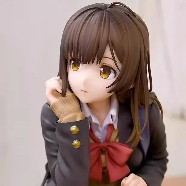 14cm Anime Figure Ogiwara Sayu Shave The Beard And Pick Up Schoolgirl Sitting Uniforms Model Ornaments Collection Doll Toy Gift