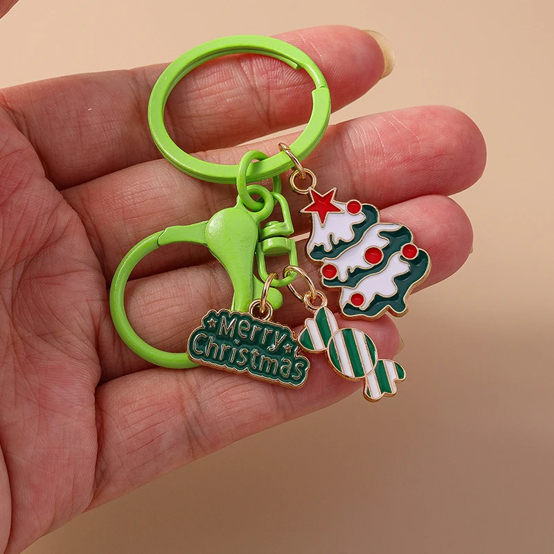 Modischer Weihnachtsbaum-Schneemann-Schlüsselanhänger für Autoschlüssel Festliche Geschenke für Frauen Männer Handtaschenanhänger Schlüsselringe DIY-Accessoires – Detail 8