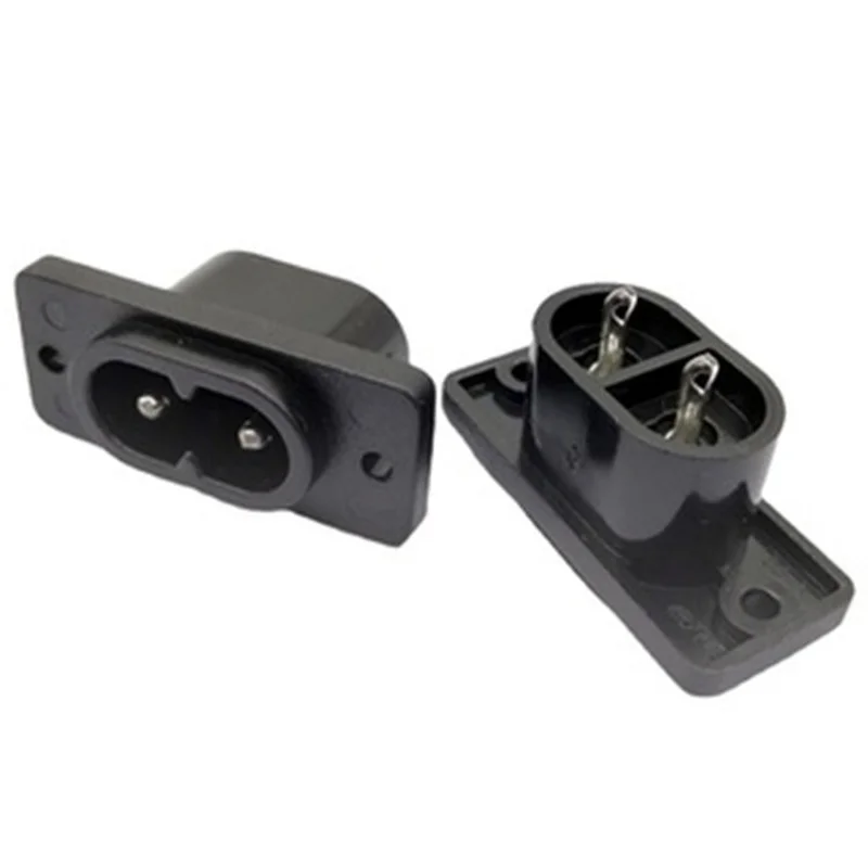 

10pcs/lot AC Power Socket, IEC 320 C8 Male Firgure 8 Adapter Socket Black Overload Protection Inlet Socket AC-006