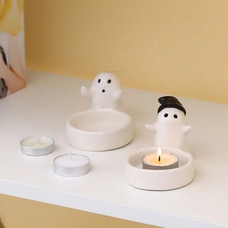 Halloween-Kerzenständer aus Keramik, rutschfester Kerzenständer für gruselige Schlafzimmer, Party, Tischdekoration, hauntingly Chic Design