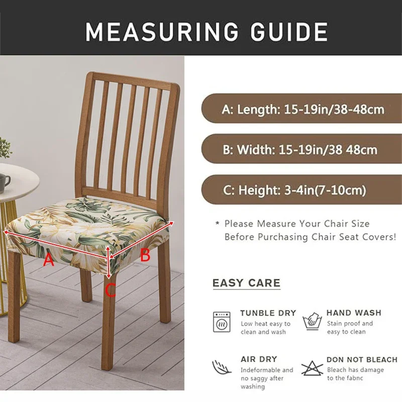 1pc Chair Cover Non-slip Stretch Chair Cushion Cover Washable Rustic Style Printing Dining Chair Cover for Home Hotel Party