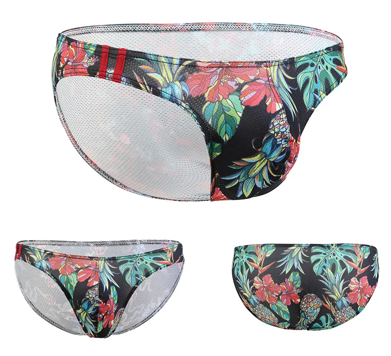 

Men's Low-rise Printed Mesh Briefs, U-convex Breathable Quick-dry Triangle Underwear