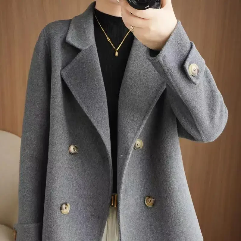 2025 Woolen Coat For Women Loose Outerwear With Suit Collar Autumn Winter Fashion Trend Small Size Friendly