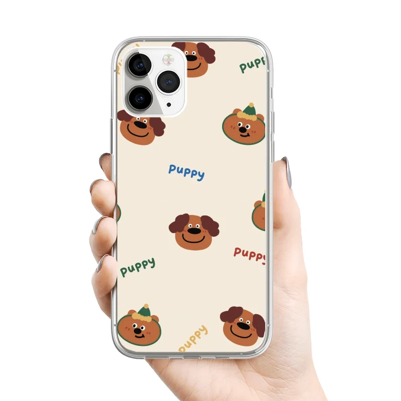 Brown Puppy Phone Case For IPhone 15 14 13 12 11 Pro Max Mini XS Max XR SE 7 8 Plus Cute Cartoon Animal Dog Transparent Covers