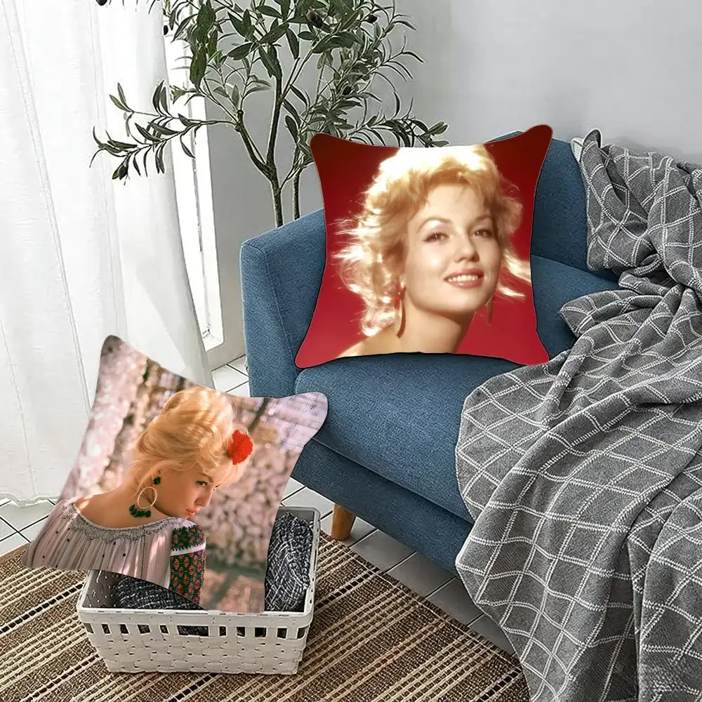 Classic actress Mylene Demongeot Cushion Cover Fluffy velvet Nordic style plush Living room sofa decorative