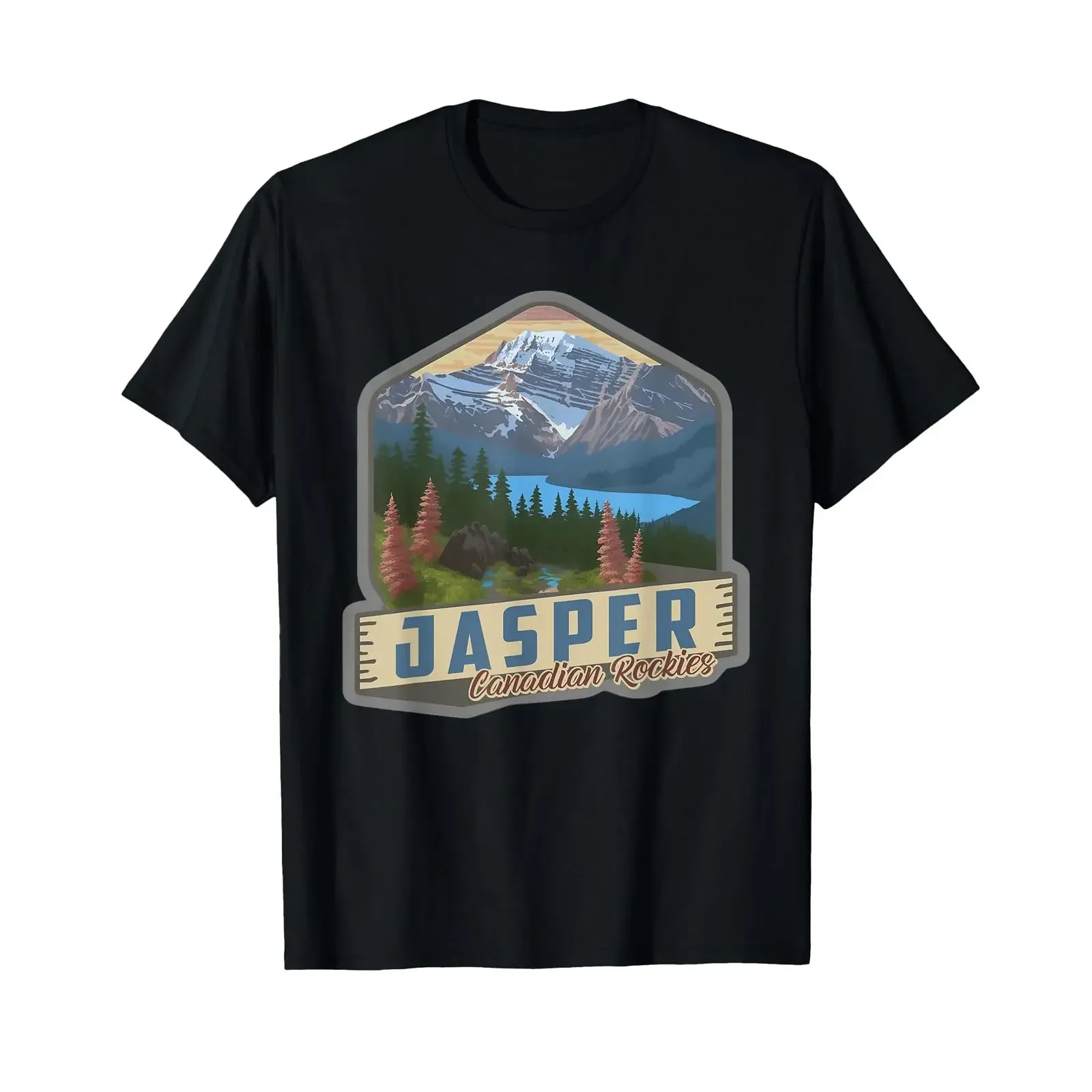 Jasper National Park Canadian Rockies US Parks Camping T Shirt vintage Washed fashion Soft Casual homme Stylish Unisex Slightly