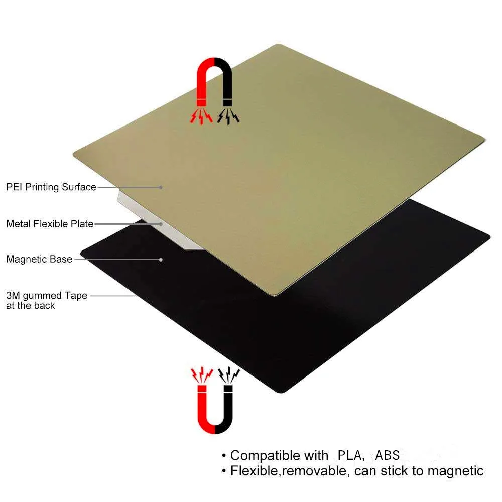 

3D Printer Smooth PEI Sheet 250x250mm Flexible Removable Steel Magnetic Platform for QIDI Q1 Pro,Voron,Anker Make M5 Hot Bed