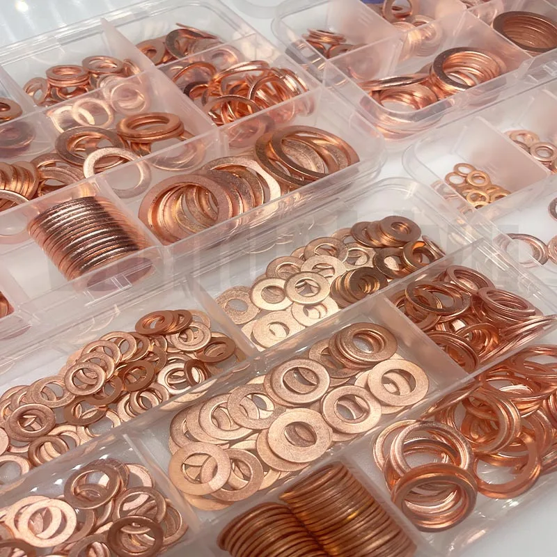100/120/300/400 stücke Scheibe Kupfer Abdichtung Solide Dichtung Waschmaschine Sump Stecker Öl Für Boot Zerquetschen flache Dichtung Ring Werkzeug – Detail 5