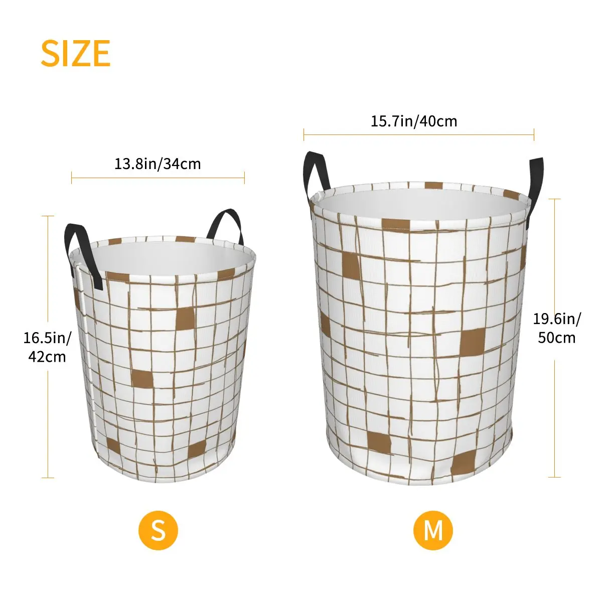 Hand Drawn Grid Dirty Laundry Baskets Foldable Large Waterproof Clothes Toys Sundries Storage Basket Waterproof Bucket