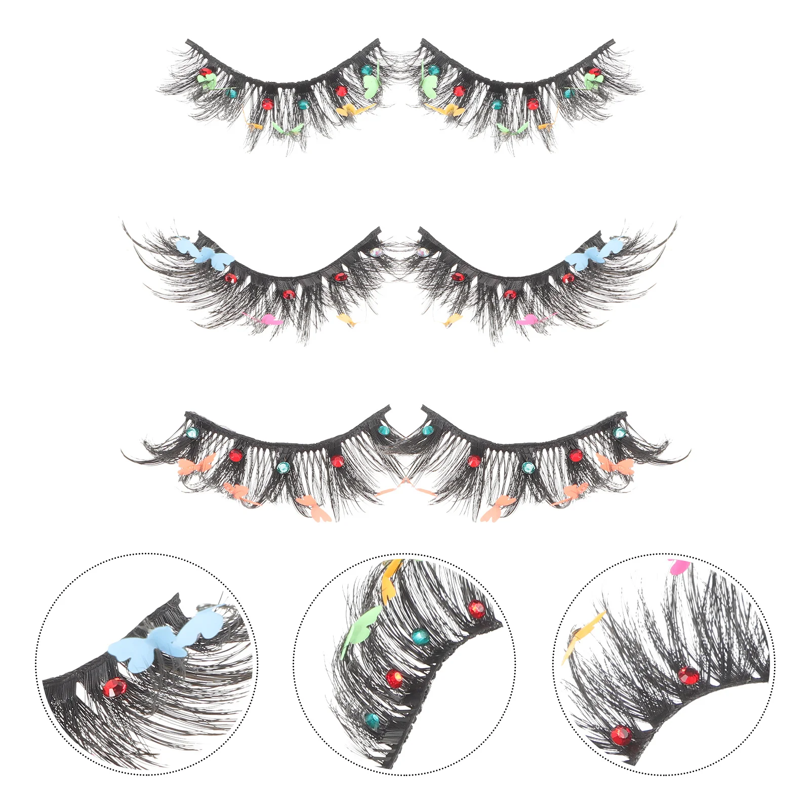 

3 Pairs Fake Eyelashes Colored False Halloween Colorful Chemical Fiber for Performance