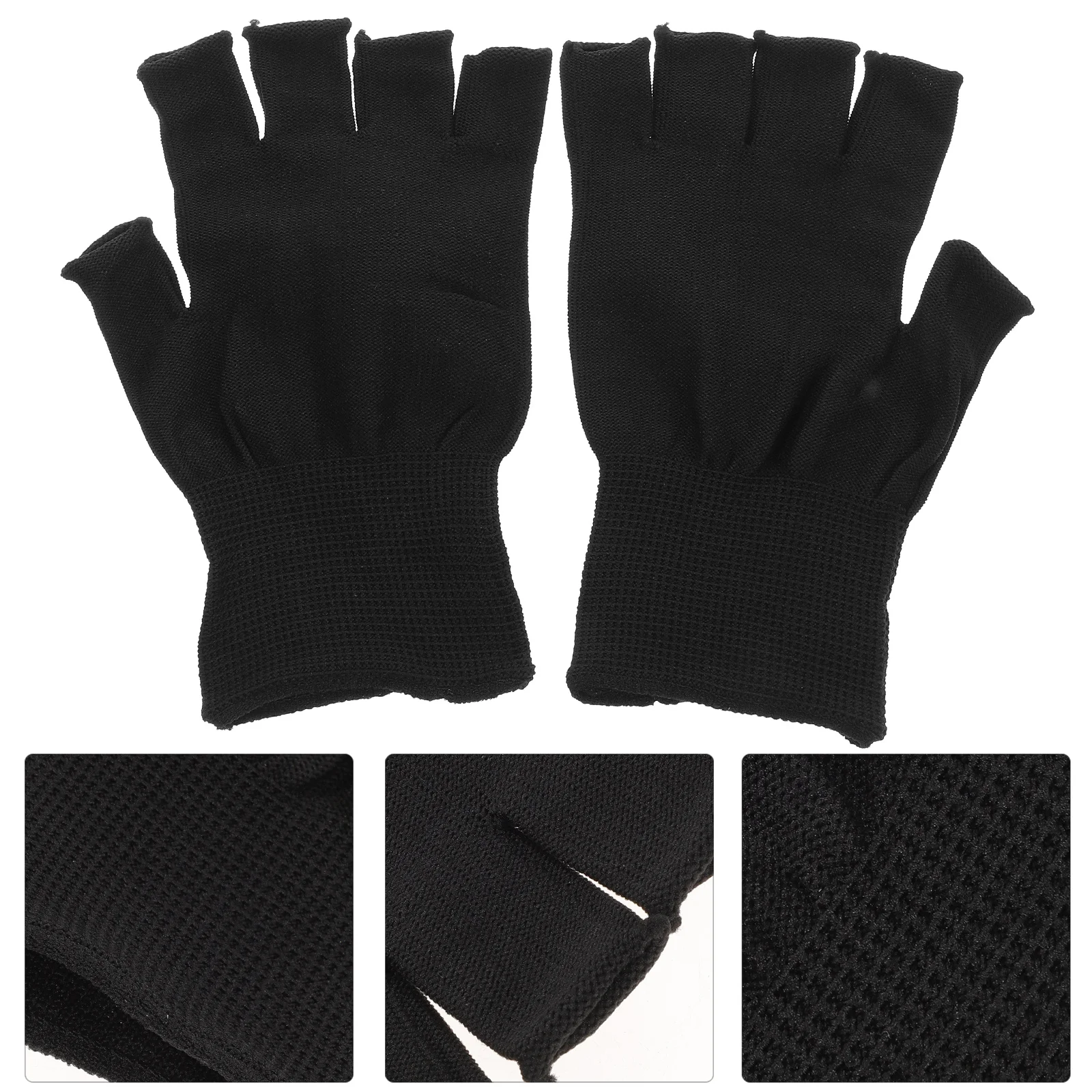 

15Pairs Anti-Slip Half Finger Gloves Nylon Work Gloves for Precision Industry Electronic Aerospace Automotive Safety Protective