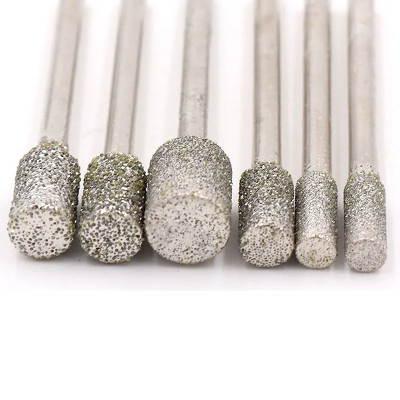 Imagem -02 - Diamond Burr Grinding Engraving Bit Haste para Dremel Rotary Escultura em Pedra de Jade Polimento 353 mm 05 Mm10 mm Pcs 10 Pcs