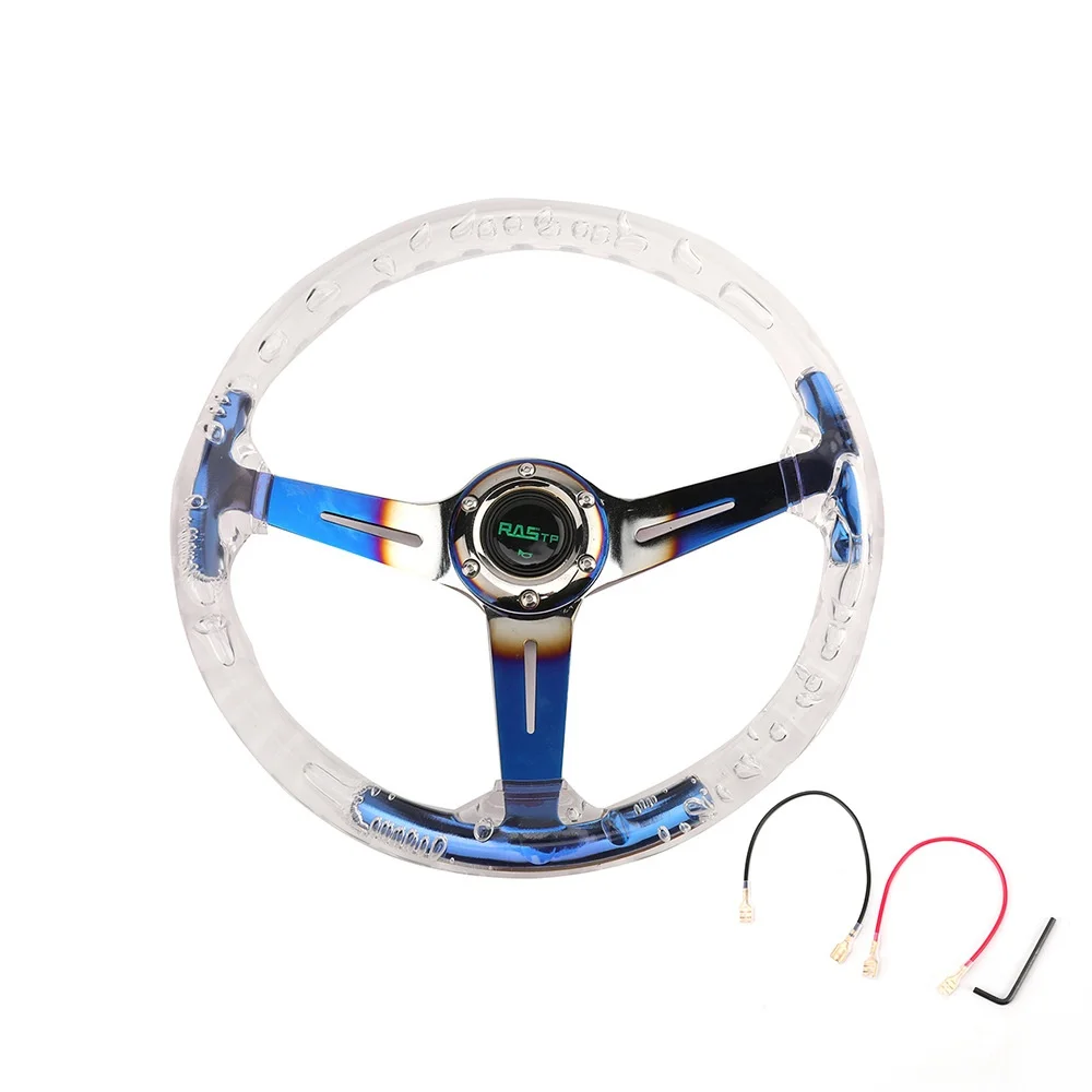 

For Saisika STW029 14inch 6-Spoke Racing Transparent Acrylic Bubble Steering Wheel Cross-Border Car Modification Accessories