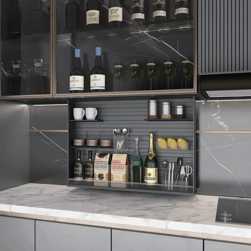 Aluminum Smart Lifting System Spice & Condiment Storage Kitchen Cabinet Automatic Lift Mechanism