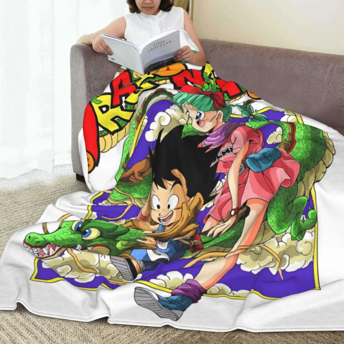 D-Dragon Balls Goku Flannel Blanket Super Warm Throw Blanket for Couch Chair Camping Novelty Bedspread Sofa Bed Cover