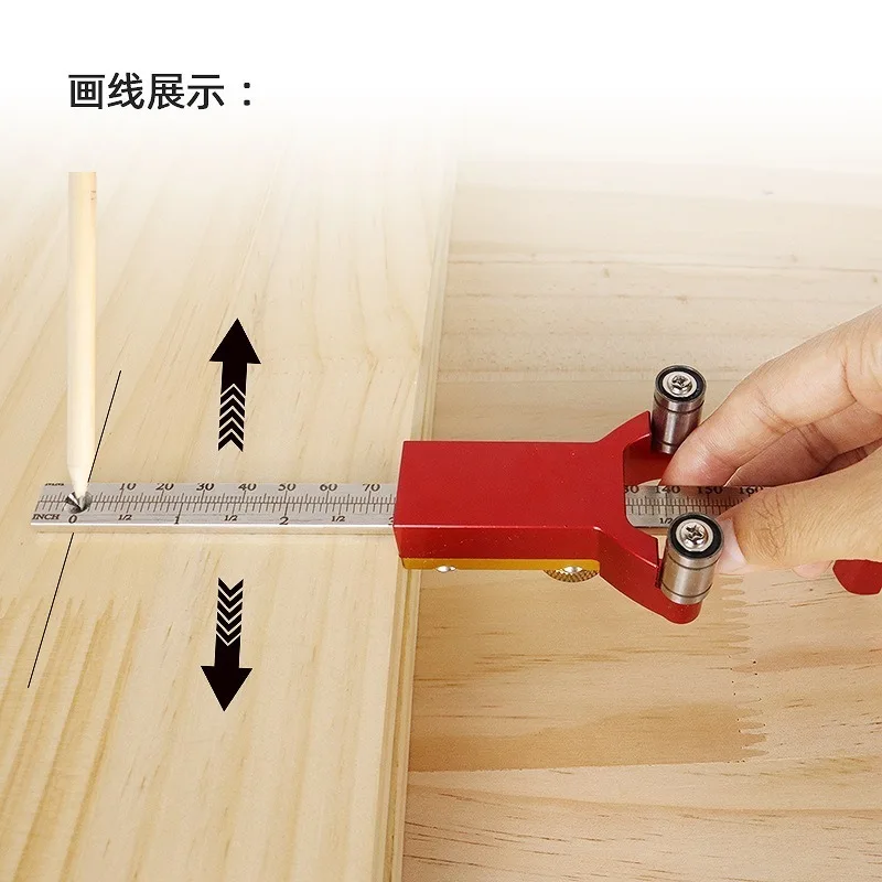 Woodworking DIY Multifunctional Marking Tool Imperial Scribe Gauge for Straight Arc Height Measuring Parallel Line Drawing