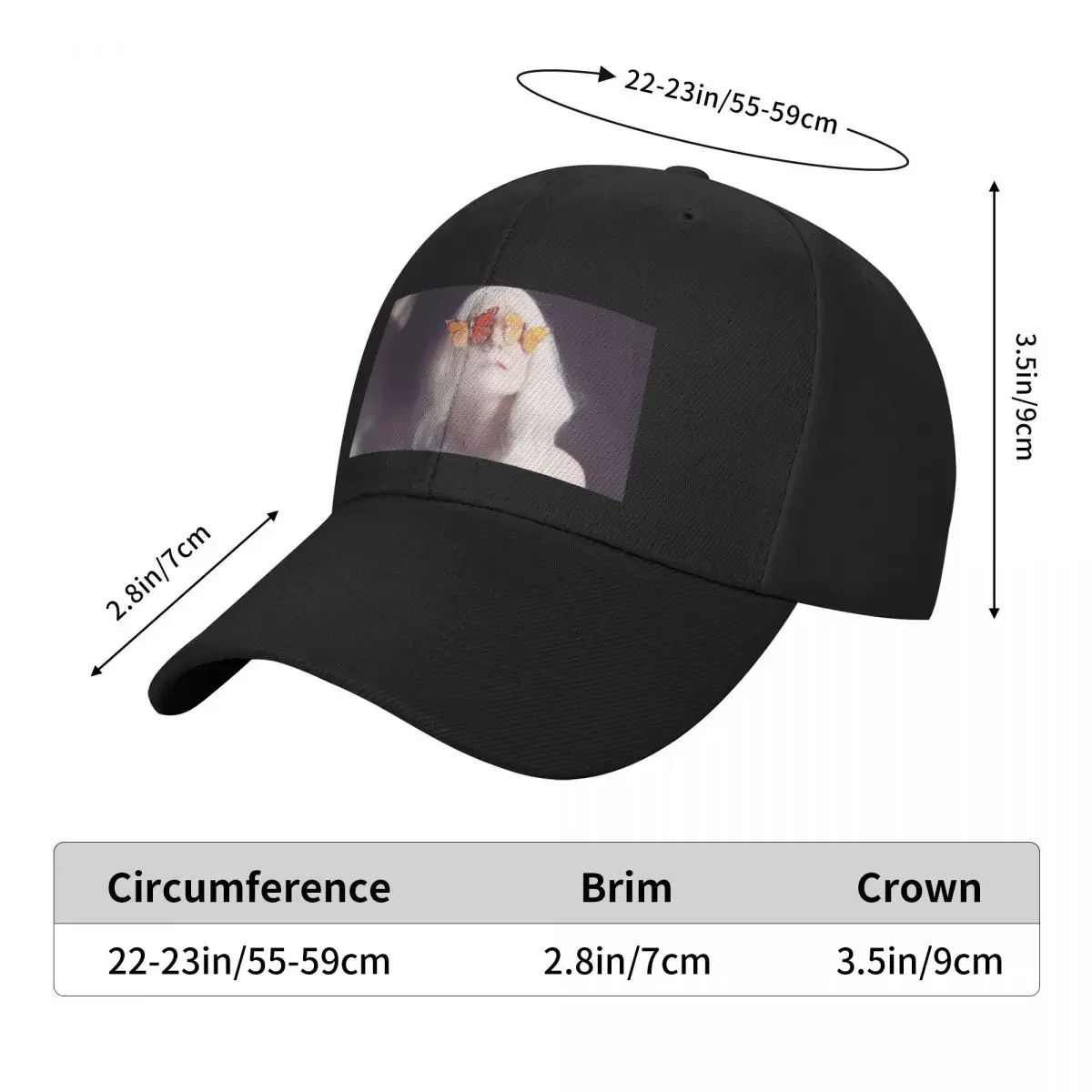 فراشة تأثير قبعة بيسبول قبعة فاخرة لطيف مخصص قبعة قبعات للحماية من الشمس للنساء والرجال