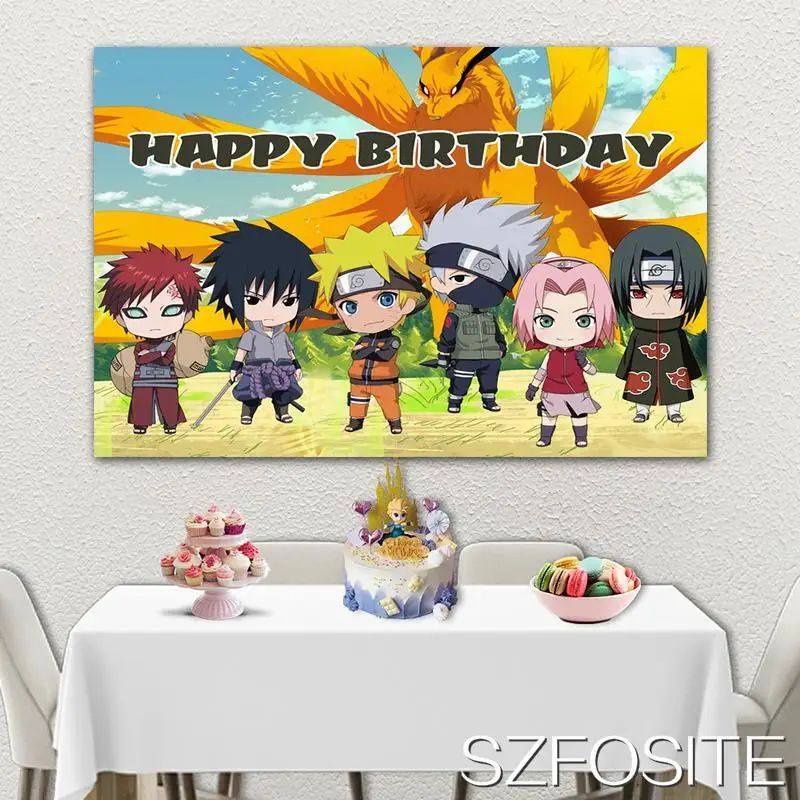 Fondo de vinilo personalizado para niños, telón amarillo de dibujos animados, llama, superhéroe Ninja, decoración de habitación de fiesta de cumpleaños