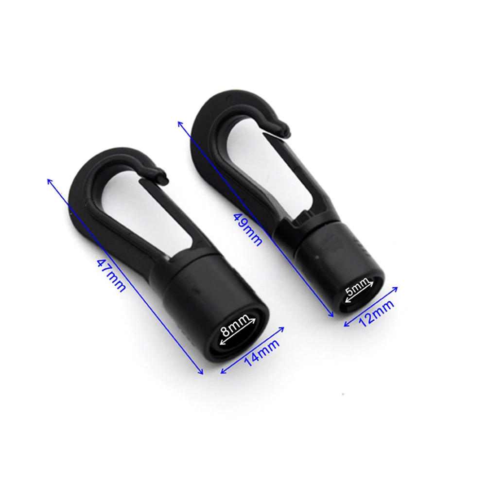 

Black Plastic Spring Snap Clip Hooks, 360 Degrees Rotating Carabiner, Swivel Paracord, Bungee Shock Cords, 5mm, 8mm