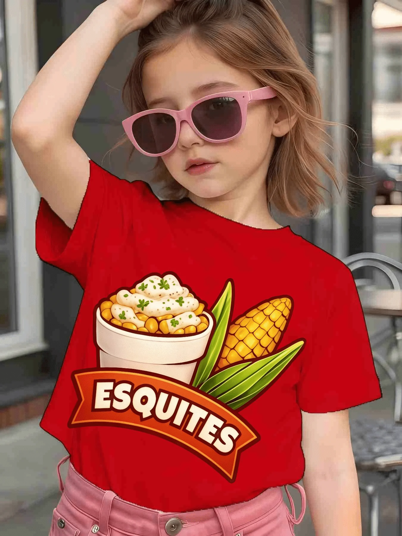 Cute Esquites Mexican Street Corn Food Graphic Kids Tee Boys Girls Family Matching Cotton Crew Neck Short Sleeve Soft Summer Tee