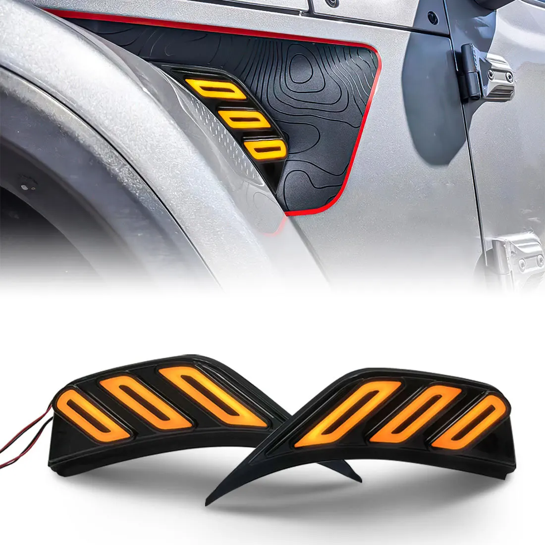 

Для Jeep Wrangler JL 2018 2019 2020 2021 для Gladiator JT Truck 2020 2021, светодиодный передний крыло, боковой габаритный фонарь, указатель поворота