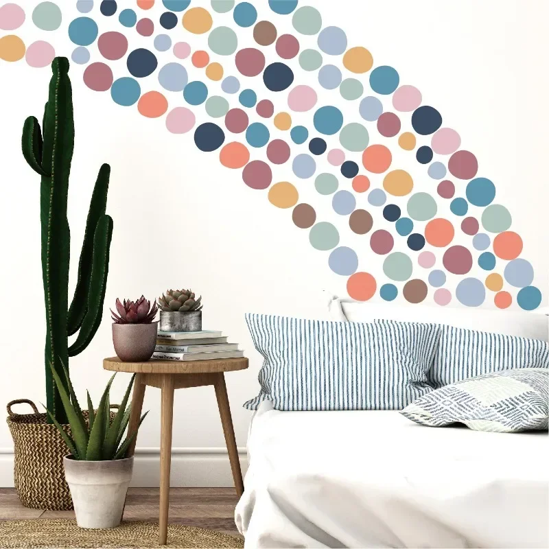 Multi-Color Polka Dots Wall Stickers Vinyl Decals Circle Wall Stickers for Kids Baby Bedroom Living Room Wall Decor 1 Sheet