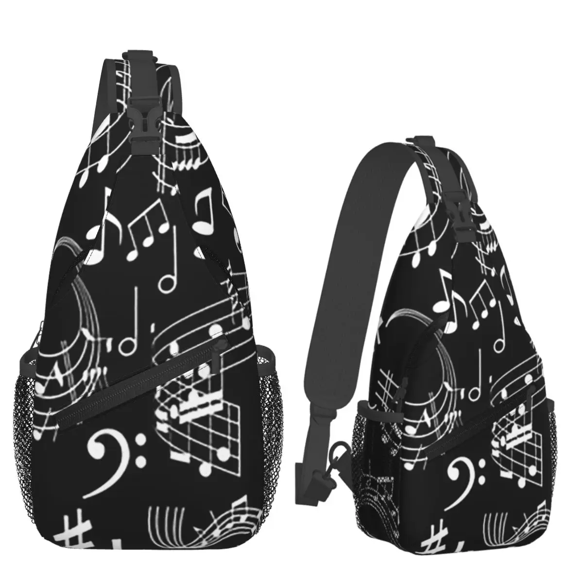 Music, Musical Notes Chest Bag Men Sling Crossbody Backpack Chest Bag Travel Hiking Daypack Shoulder Bag