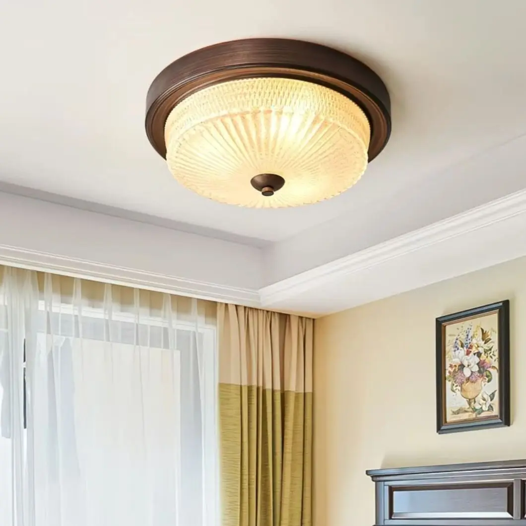 New mid century style ceiling lamp, vintage eye friendly study lamp, mosquito proof household iron and glass main bedroom lamp