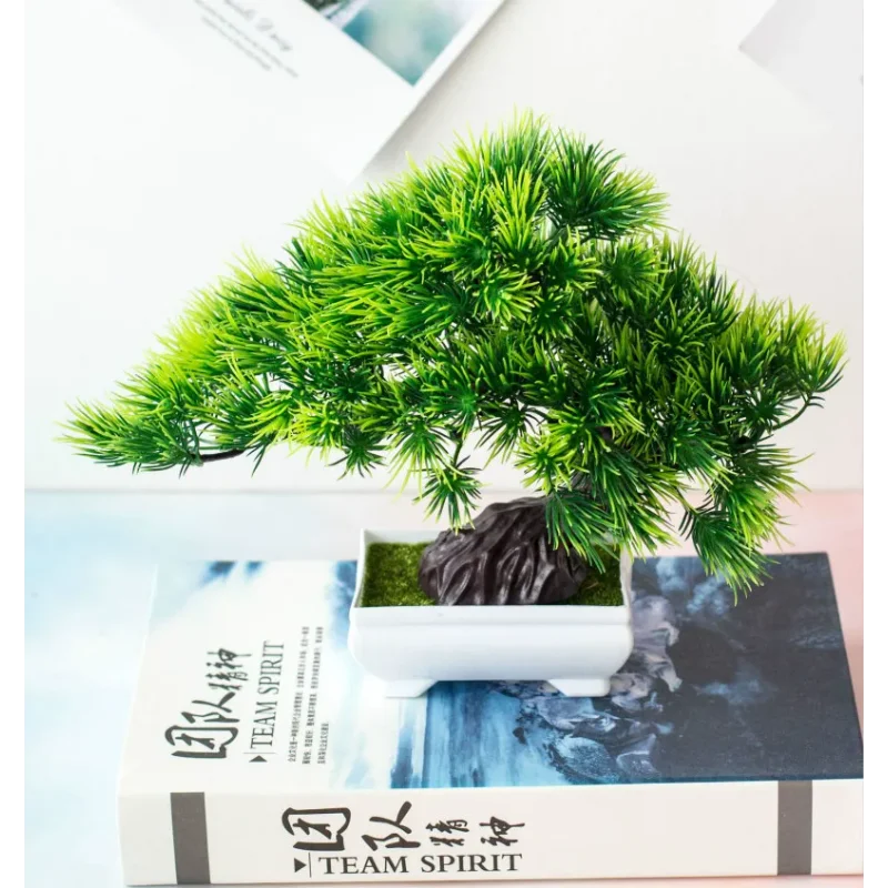 1pcs Artificial Green Plants Bonsai Pine Tree Potted Wedding Festival Party Decorative Gifts Home Office Ornaments Decor Craft