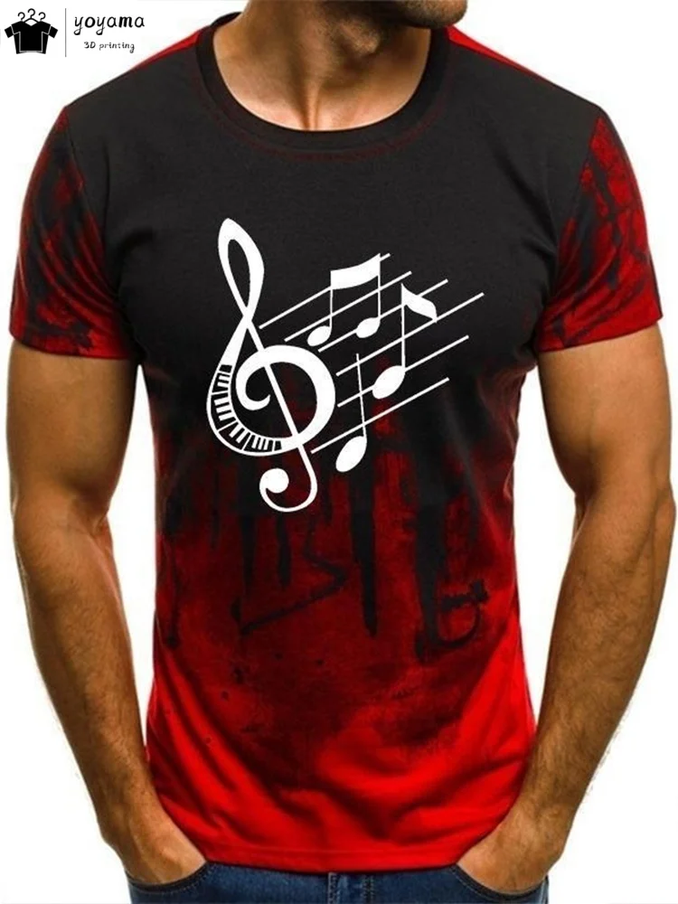 

Music Pattern Men's T-Shirt Summer Outdoor 3D Men's Short Sleeved Tee Fashion Vintage Men's Clothing Trend Oversized Men's Tops