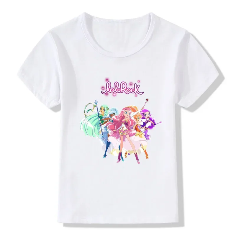 LoliRock Magical Girl Graphic Cartoon Girls T-shirt Cute Children\'s Clothes 2024 Summer Short Sleeve Kids T shirt Baby Boys Tops