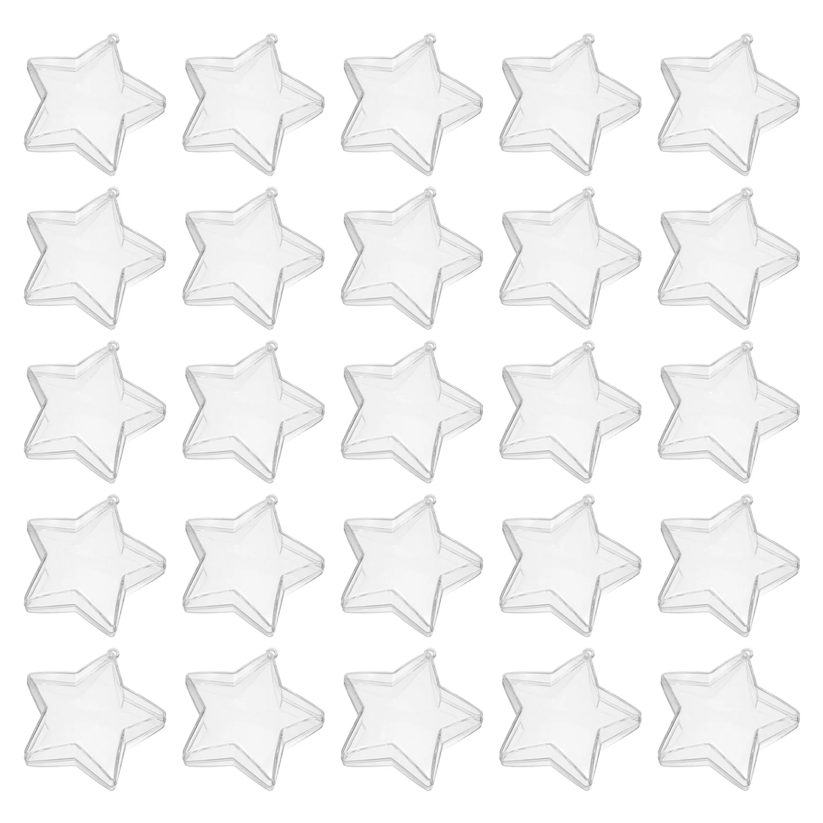 

25Pcs Star Shaped Transparent Candy Box Fillable Clear Bauble Hanging Decoration for Christmas Tree Holiday Party Favor Gift