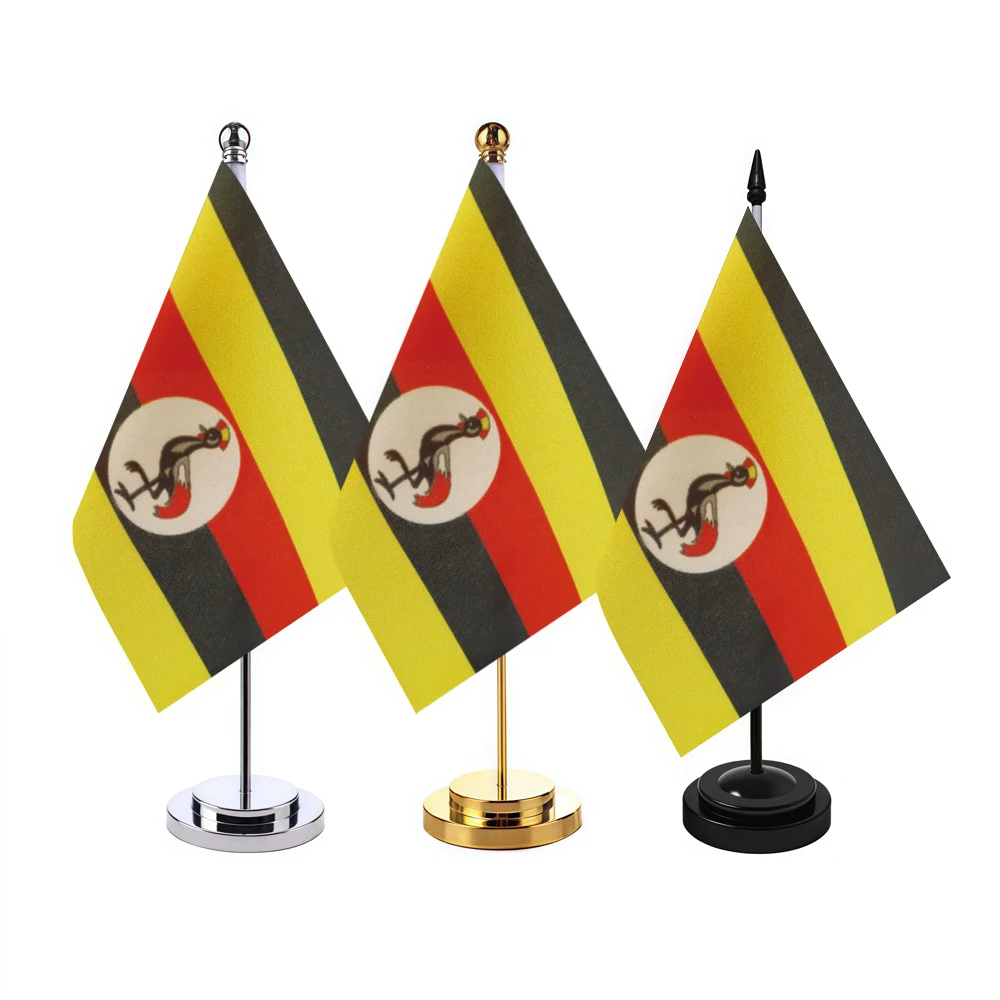 CYPOMELO office desk flag Uganda flag 14x21cm Uganda desktop small decorative flag (with flagpole)