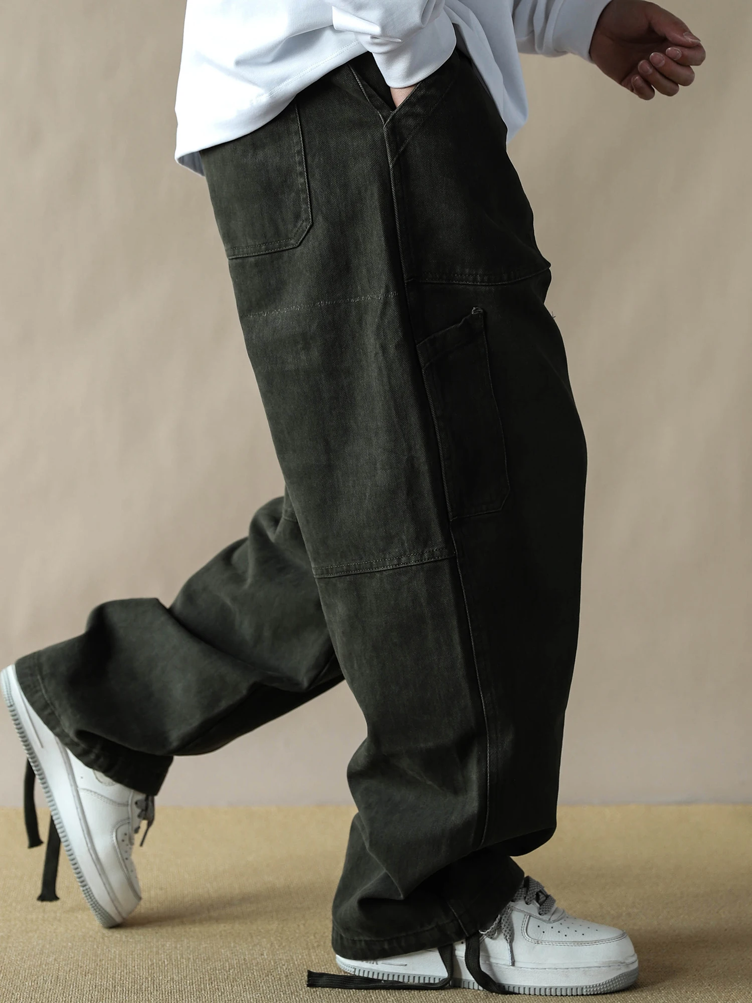 

Мужские повседневные брюки American Workwear из хлопка, свободного кроя, прямые, с широкими штанинами, с множеством карманов, в стиле милитари, рабочие брюки