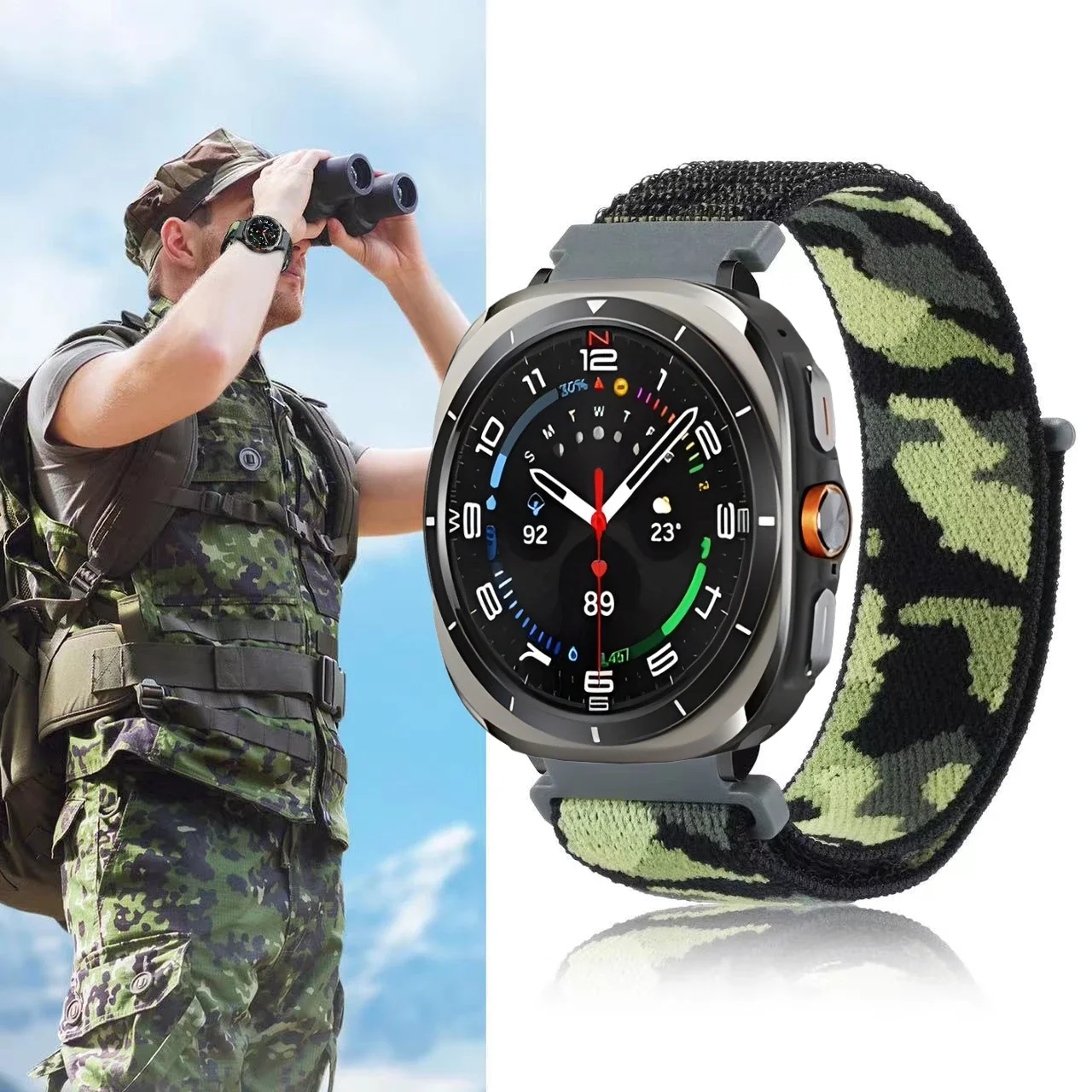 Camouflage Nylon Strap for Samsung Galaxy Watch 7 Ultra 47mm Sports Breathable Bracelet for Galaxy Watch Ultra Band Accessories