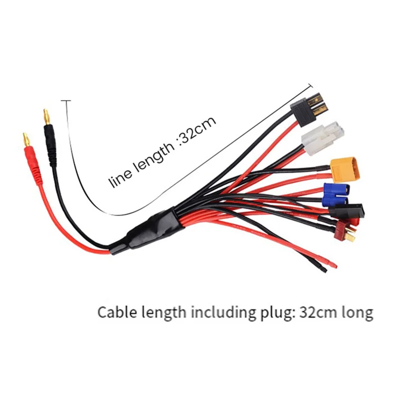 Advanced 8 In 1 RC Lipo Battery Charger Splitter Cable Adapter Connector 4.0Mm Banana Plug To JST T Plug XT60 EC3 Futabas Tamiya