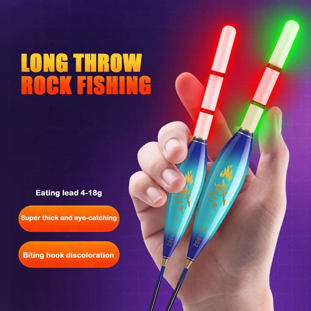 2Pcs Indicator Electronic Fishing Float Buoy Strike 3 Light Rock Fishing Floats Slip Drift Tube Bite and Change Colour Bobbers